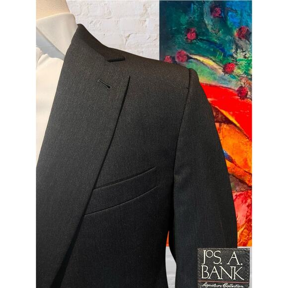 Jos A Bank Signature 42R Charcoal Gray Blazer Sport Coat Suit Jacket - Picture 3 of 14